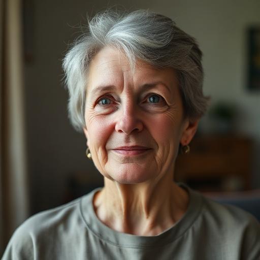 Illustratief portret van Anja, 67 jaar